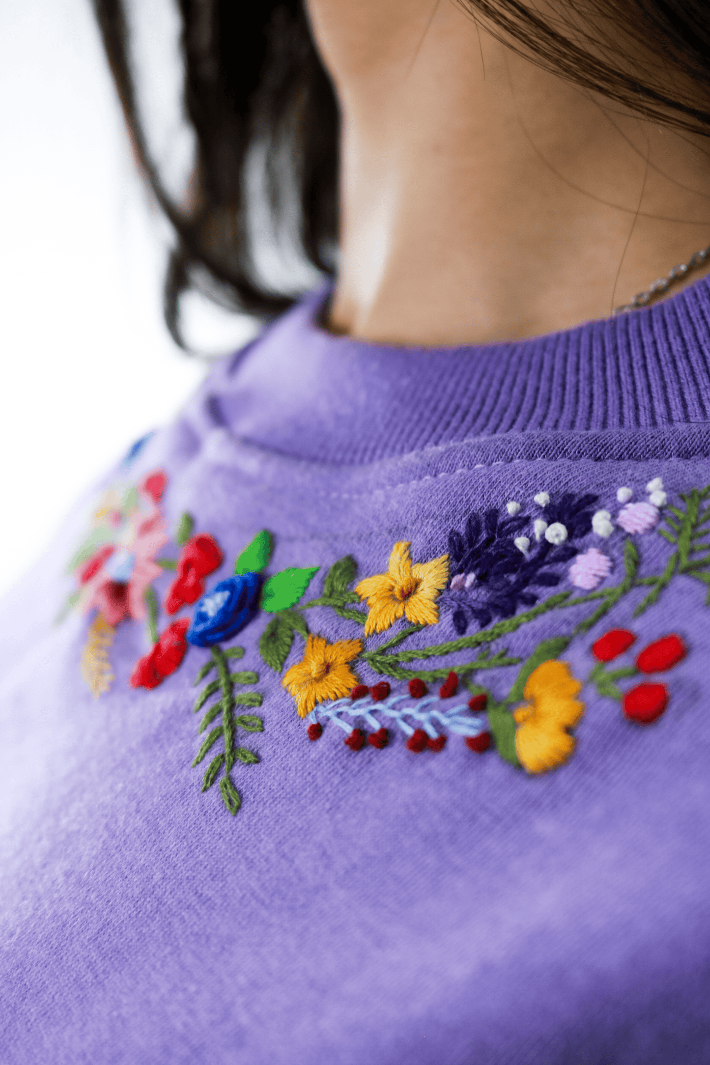 Hand Embroidered Hoodie and Trouser for Women (Purple)